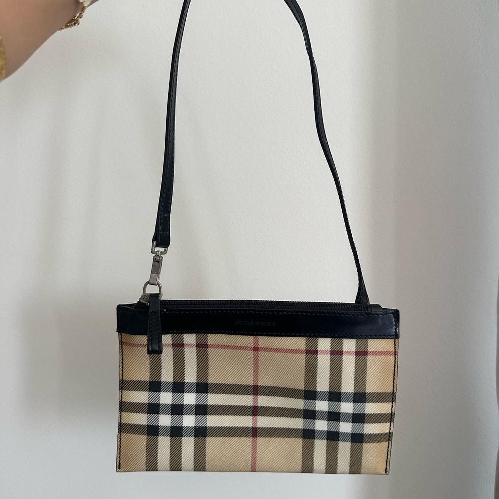 Burberry Beige and Black Plaid Handbag